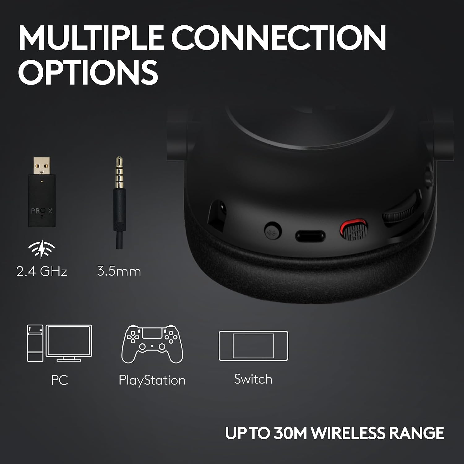 Logitech G PRO X 2 Lightspeed Wireless Gaming Headset, Detachable Boom Mic, 50mm Graphene Drivers, DTS:X Headphone 2.0—7.1 Surround, Bluetooth/USB/3.5mm Aux, for PC, PS5, PS4, Nintendo Switch - White