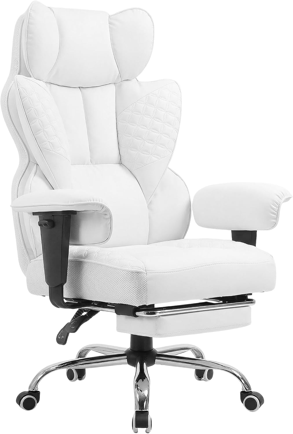 COMHOMA Desk Office Chair Big and Tall Office Chairs Ergonomic Gaming Chairs with Wide Seat Leather High Back Chair with Foot Rest Adjustable Armrests Pocket Spring Lumbar Support