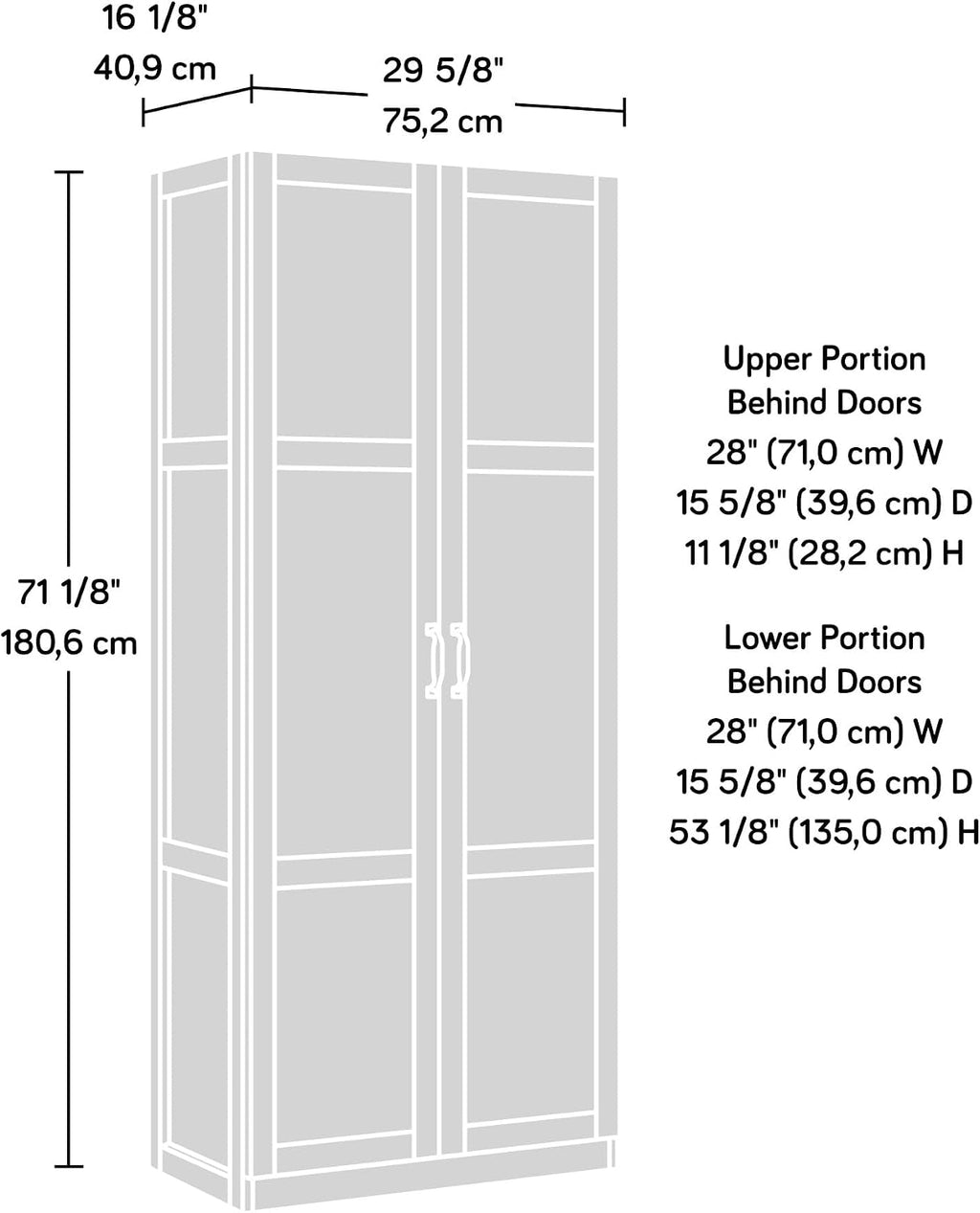 Sauder Tall Storage Cabinet, Black, 4 Adjustable Shelves, Multi-Room Use