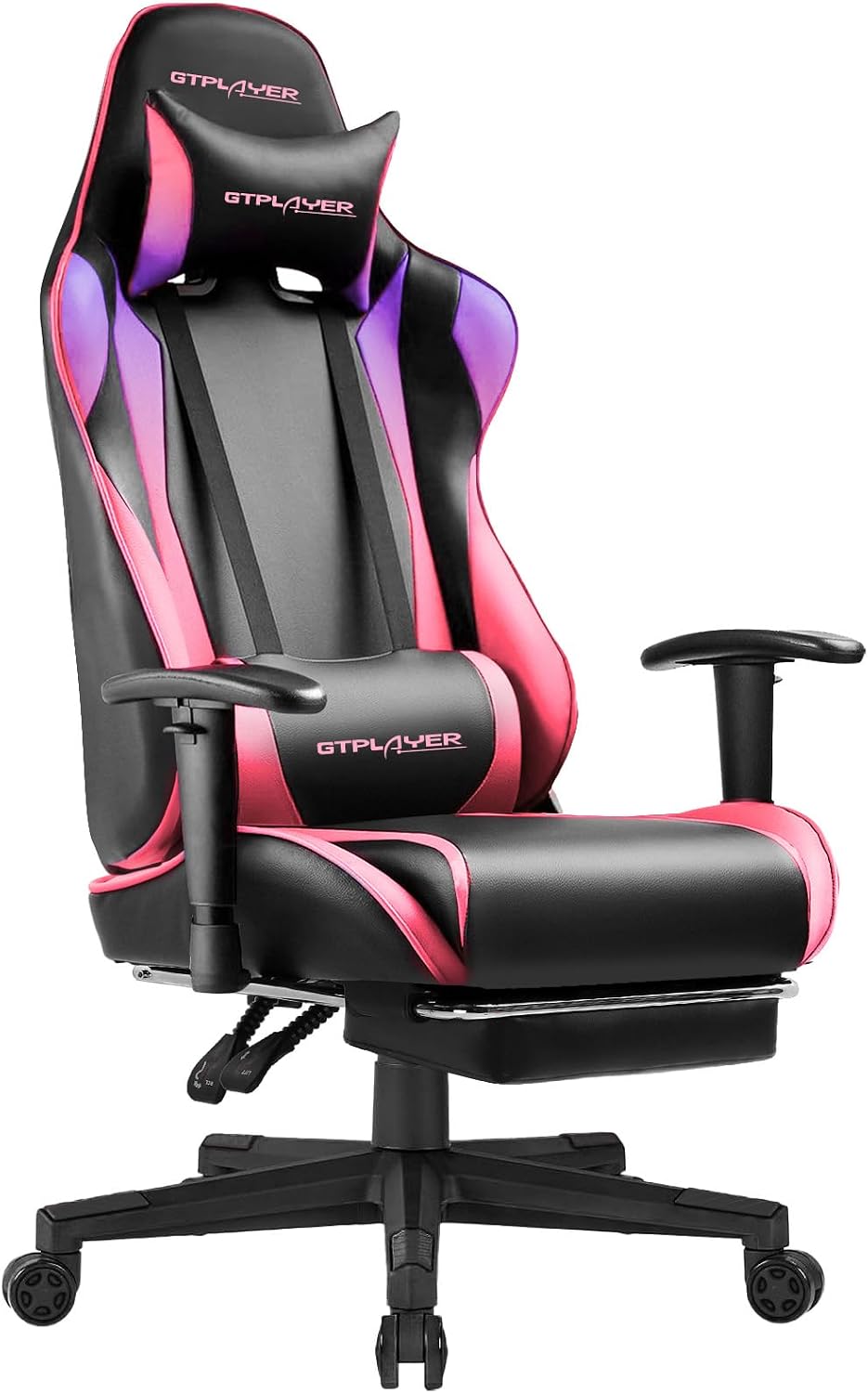 GTPLAYER Gaming Chair with Footrest, Ergonomic Computer Game Desk Chair, Reclining Gaming Chair Seat Height Adjustment, Swivel Rocker with Headrest and Lumbar (Colorful)