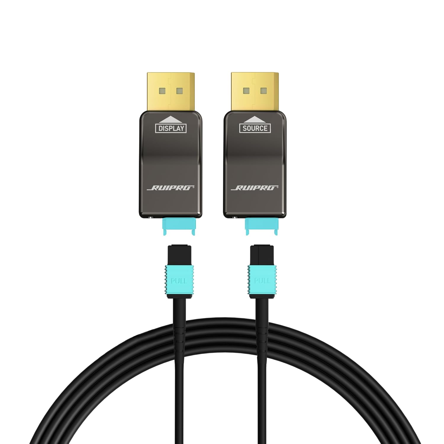 RUIPRO 8K Detachable Full Fiber Optic Armored 8K60Hz Cable 1.4 50FT, 32.4 Gbps, Supports 4K@144Hz, HDR, HDCP 2.2&2.3, FreeSync & G-Sync, Compatible with RTX 4090/3090 Ti/RX 7900 XTX