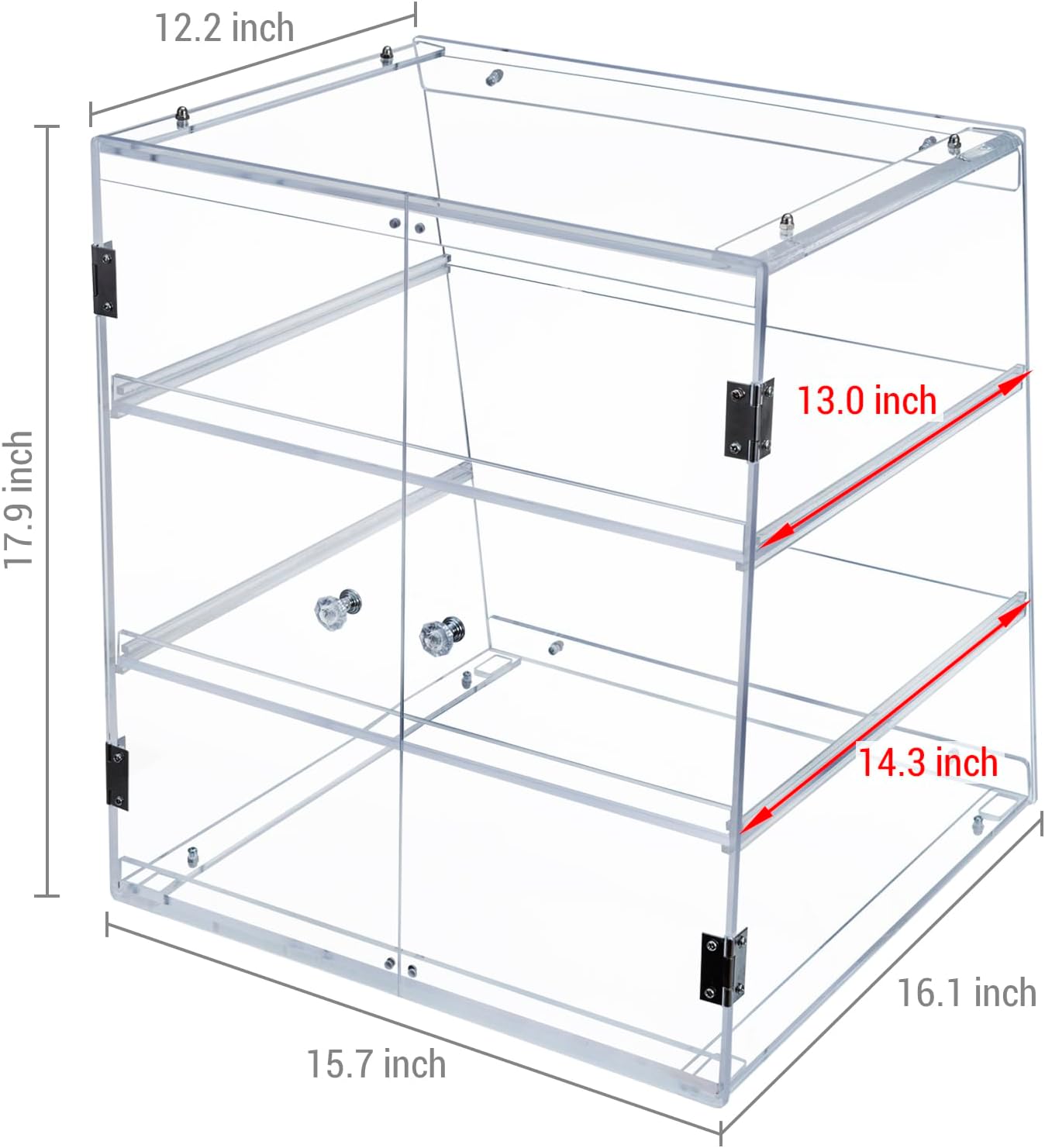 MyGift Pastry Display Case,Cookie Display, Professional-Grade Retail Bakery Display Case,3 Tier Premium Clear Acrylic Bread Box,with Removable Trays and Magnetic Rear Doors for Home or Commercial Use