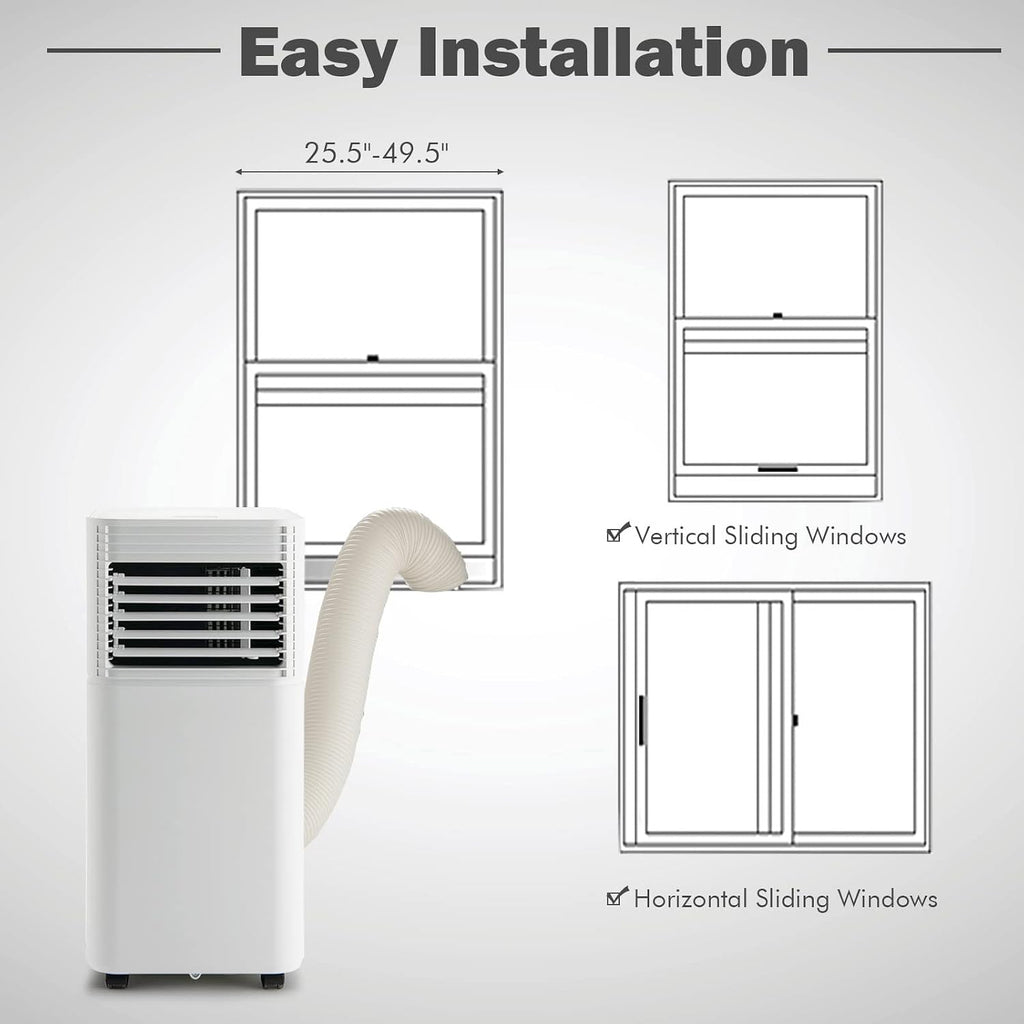 ARLIME Portable Air Conditioners, 8000 BTU Air Unit Cools up to 230 sq. ft. Freestanding Air Cooler w/Fan & Dehumidifier, Remote Control, Window Mount Kits for Home Office, White