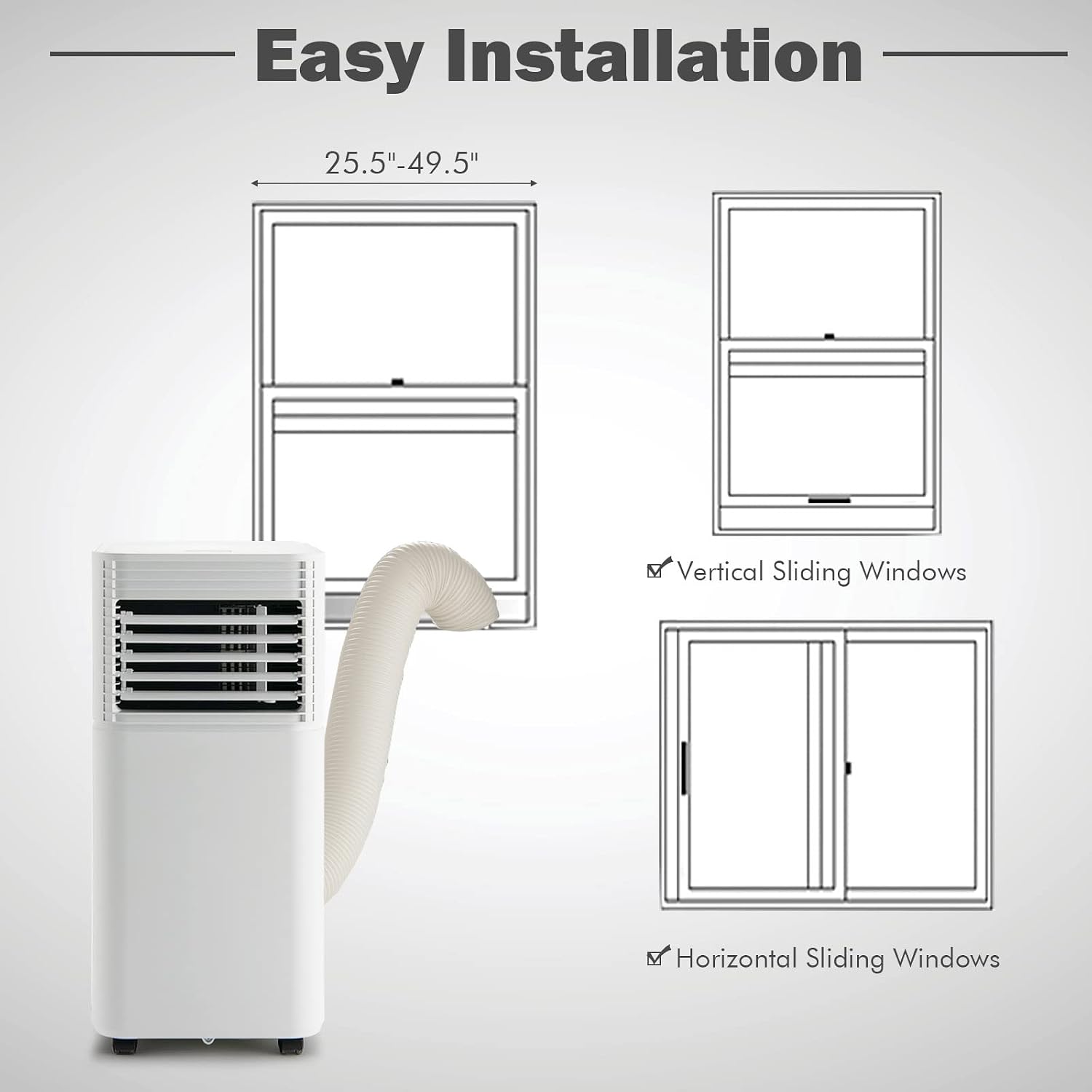ARLIME Portable Air Conditioners, 8000 BTU Air Unit Cools up to 230 sq. ft. Freestanding Air Cooler w/Fan & Dehumidifier, Remote Control, Window Mount Kits for Home Office, White