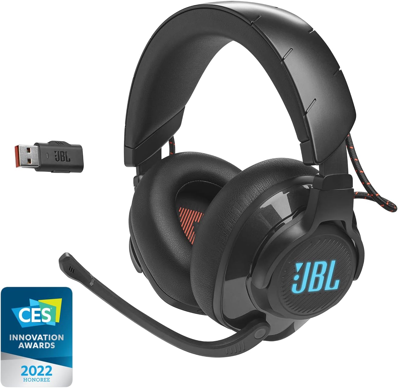 JBL Quantum 610 - Wireless Over-Ear Gaming Headset, JBL QuantumSURROUND, 2.4GHz Wireless, up to 40 Hours of Battery Life, Game-Chat dial, flip-up Boom Microphone (Black)