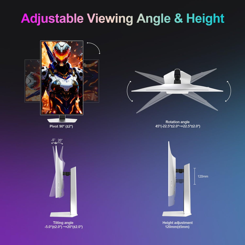ArcticPro Monitor 27inch QD-OLED Gaming Monitor, 240Hz, 0.03ms(GtG), QHD 2560x1440p, 145% sRGB, Height Adjustable Vertical/Horizontal Rotating, HDMI*2, DP*2, Built-in Speakers*2, 1500000:1 Contrast