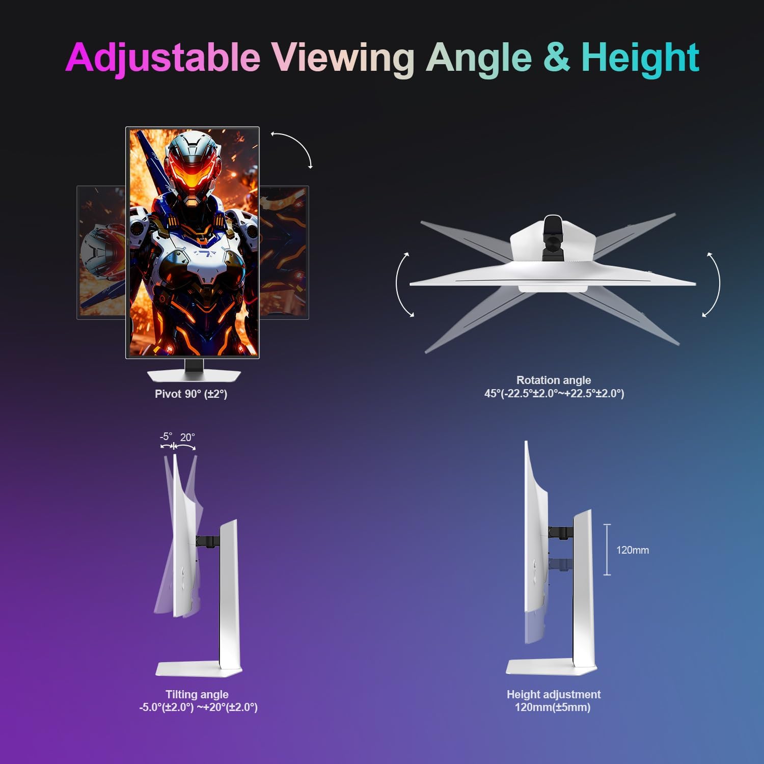 ArcticPro Monitor 27inch QD-OLED Gaming Monitor, 240Hz, 0.03ms(GtG), QHD 2560x1440p, 145% sRGB, Height Adjustable Vertical/Horizontal Rotating, HDMI*2, DP*2, Built-in Speakers*2, 1500000:1 Contrast