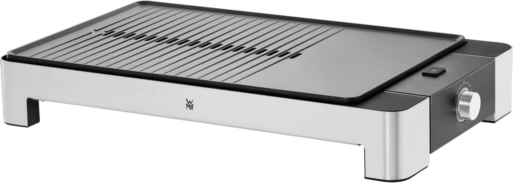 WMF Lono 0415340011 Electric Grill and Griddle, 2300W, Stainless Steel 18/10 Cromargan, Large Grill & Griddle Surface, Non-Stick Coating