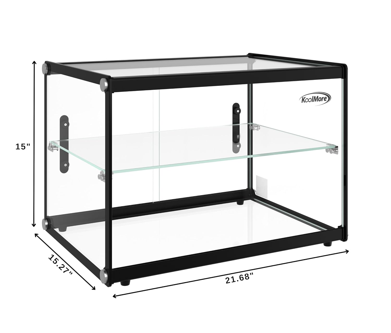 KoolMore 22 in. Tiered Pastry Bakery Display Case with Glass Shelf and Sliding Door, 2.2 cu. ft. Capacity, ETL Listed (KM-DC-2CSBK)