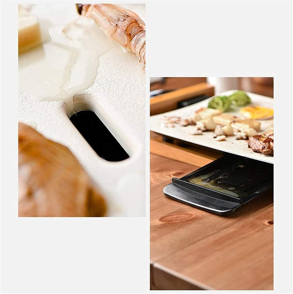 Electric Grill Indoor Portable Electric Grill, Ceramic Grill Household Electric Grill Grill Pot Electric Bakeware Large (Color : White)