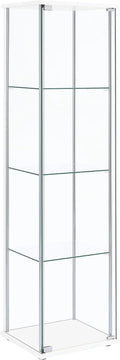Coaster Home Furnishings - Bellatrix - Glass - 3-Shelf Curio Cabinet with Metal Frame, One Door, and Black Hardware - Living Room - 64-Inch - White - 951072