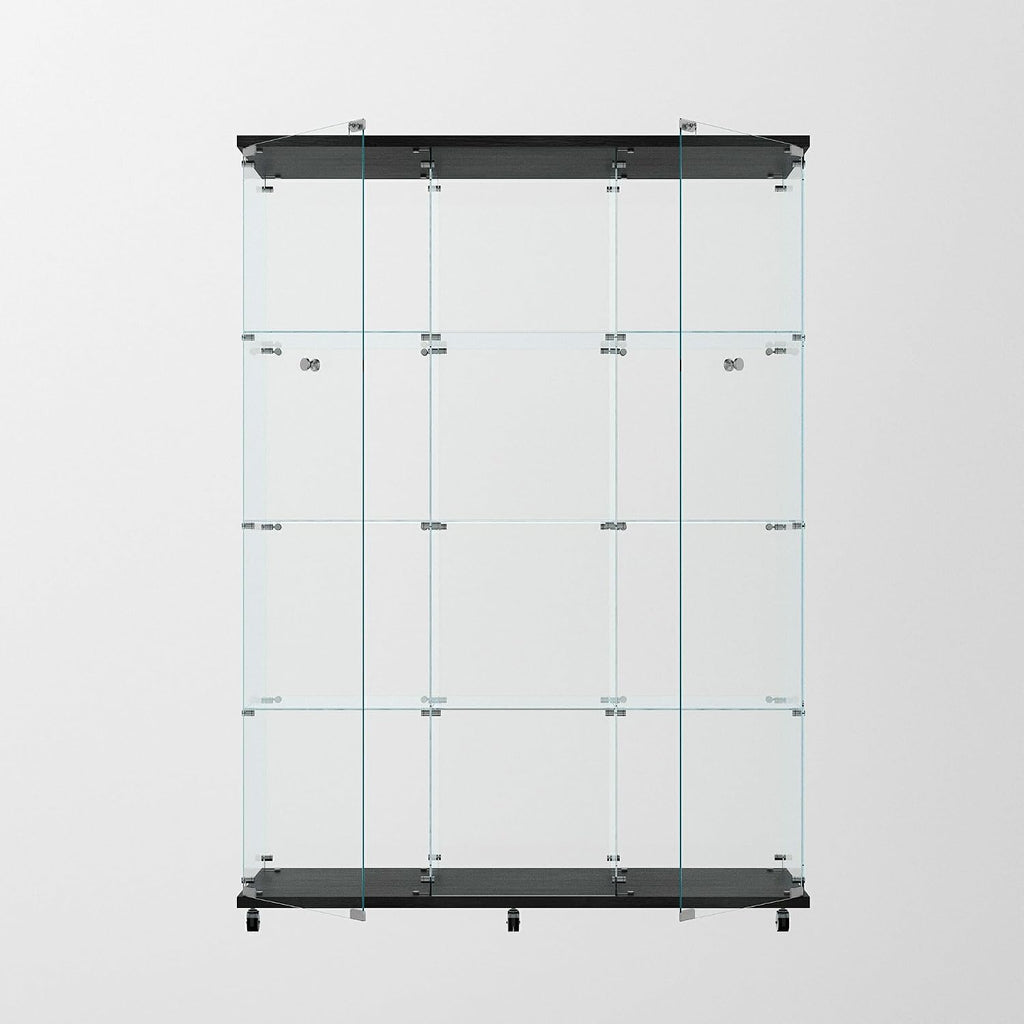 Glass Display Cabinet with 4 Shelves Extra Large,LED Lights and Wheels, Rolling 2 Doors Curio Cabinet with Lock 64.88' High Led Curio Display Cabinet Showcase for Living Room,Bedroom,Black