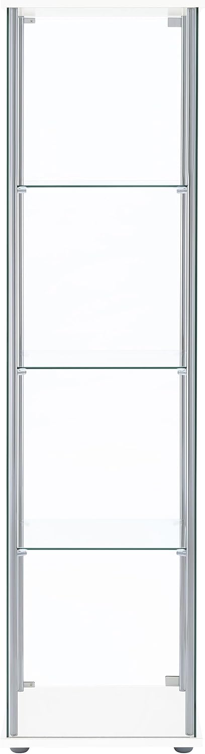 Coaster Home Furnishings - Bellatrix - Glass - 3-Shelf Curio Cabinet with Metal Frame, One Door, and Black Hardware - Living Room - 64-Inch - White - 951072