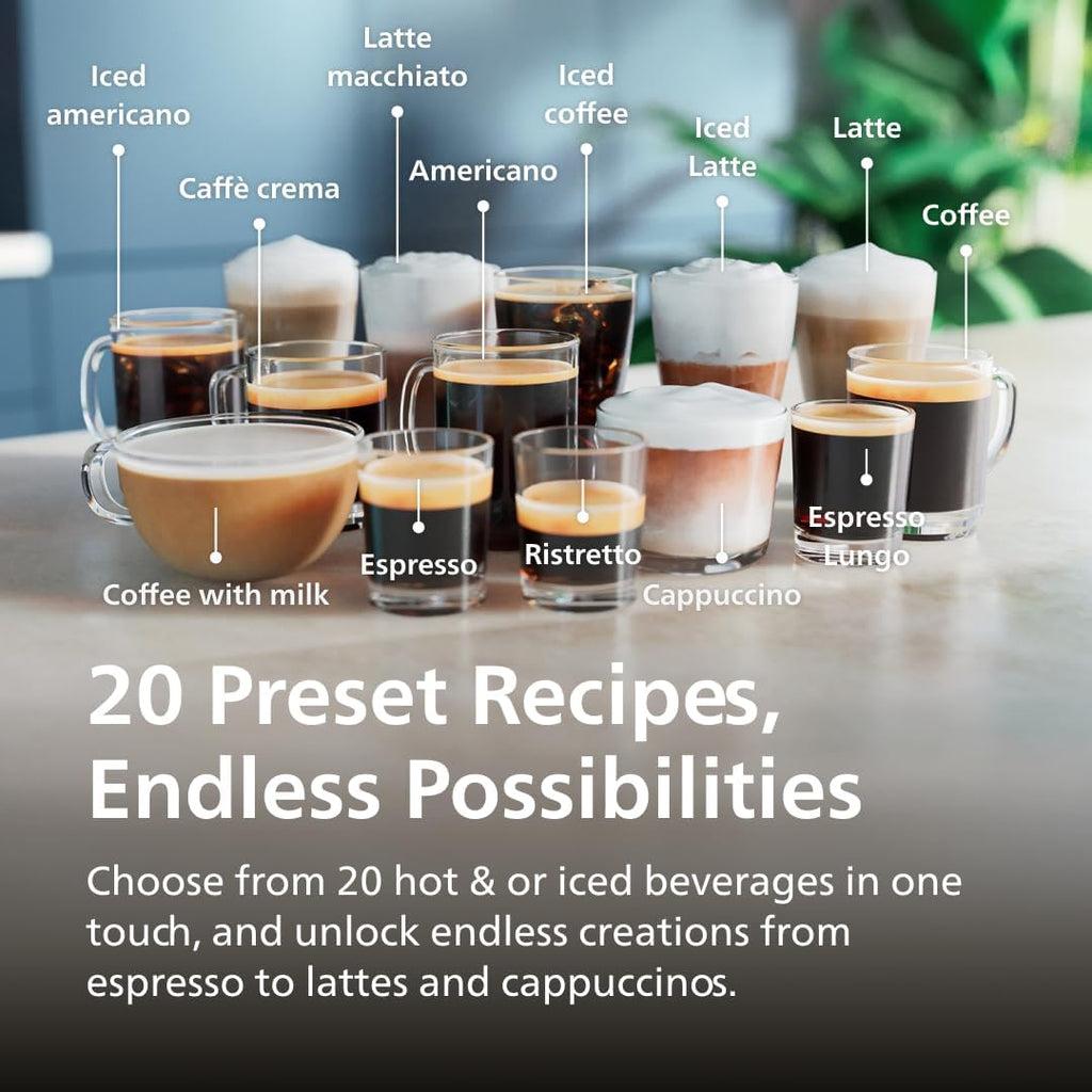 Philips 5500 Series Fully Automatic Espresso Machine - LatteGo Milk System, 20 Coffee Varieties, Intuitive Touch Display, SilentBrew, 100% Ceramic Grinder, AquaClean Filter (Grey Chromed)