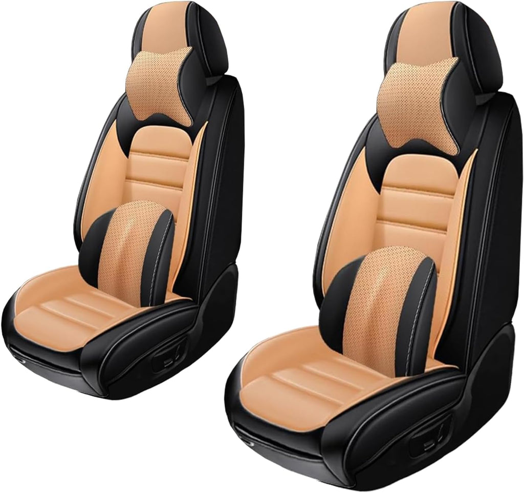 2 Seat Covers for Infiniti G35 2003-2010 Leather Car Seat Covers Waterproof Soft Car Seat Protectors Comfort Premium Automotive Seat Covers with Airbag（Luxury,Black+Orange）
