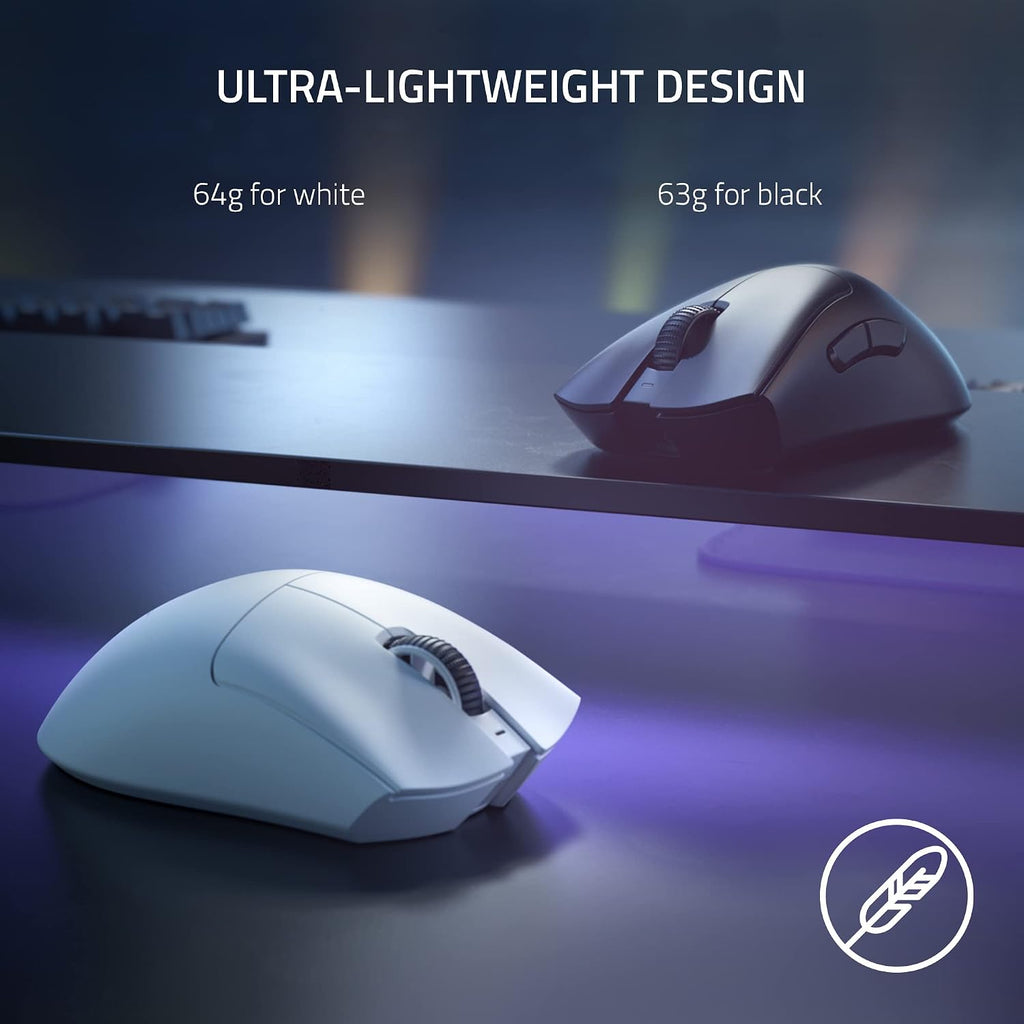 Razer DeathAdder V3 Pro - Black Ultra-lightweight Wireless Ergonomic Esports Mouse - Optical - Cable/Wireless - Radio Frequency - 2.40 GHz - Rechargeable - Black - USB - 30000 dpi - Scroll Wheel - 5 B
