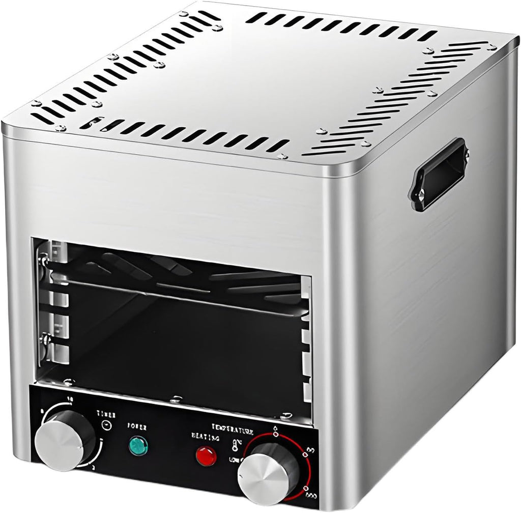 1700W Electric Steak Broiler, Indoor Smokeless Electric Grill, 1472°F Stainless Steel Steak Cooker with 10-Tier Adjustable Rack, for BBQ Beef Chicken Vegetables 4GrillingSlots