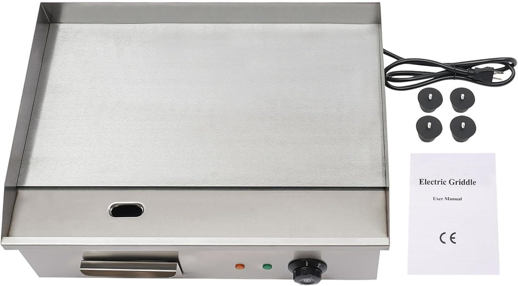 Electric Griddle Grill, Commercial Tabletop Flat Top Grills, 22' 110V 3000W BBQ Hot Plate, Stainless Steel Adjustable Thermostatic Control Griddles for Kitchen Restaurant Cooking