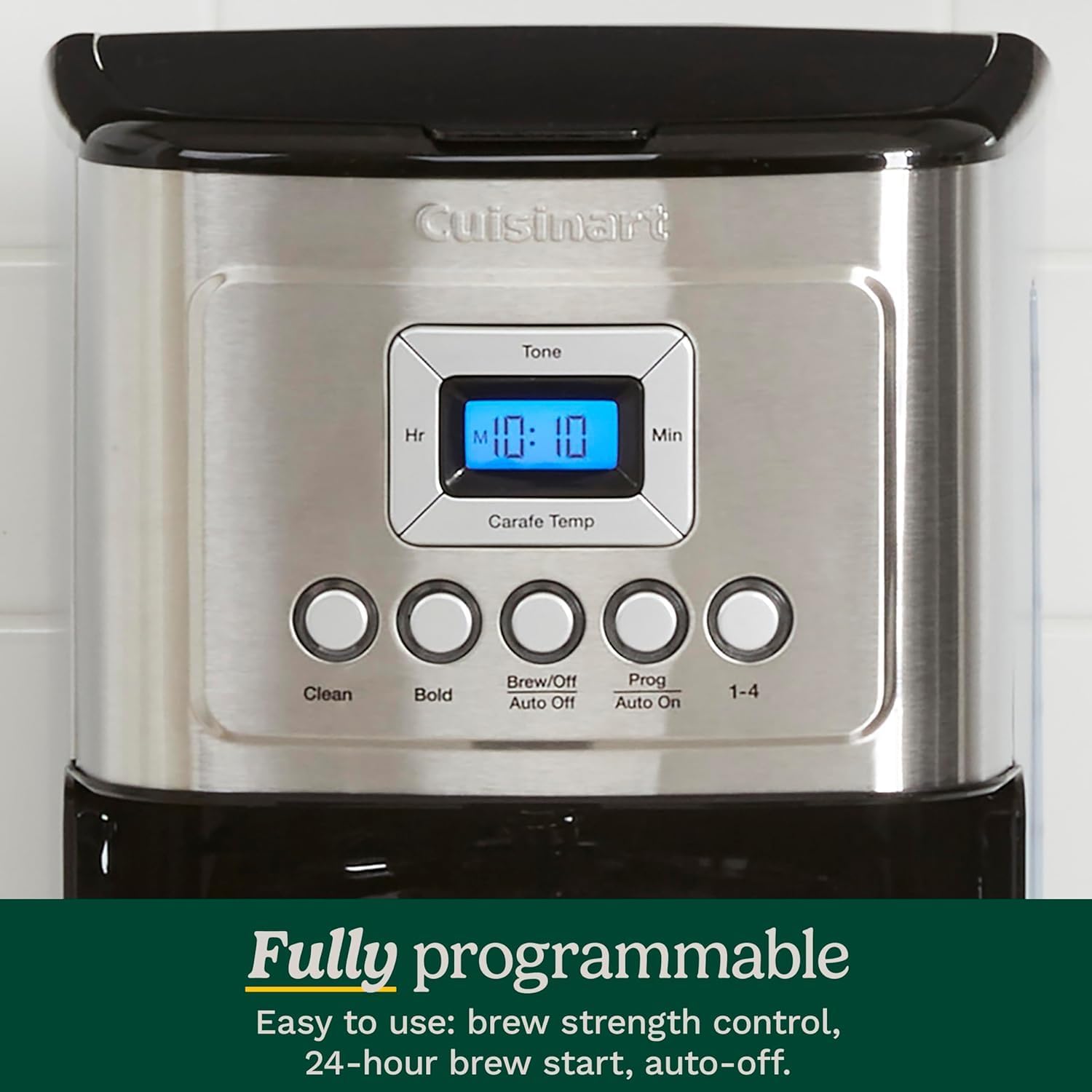 14 Cup Black/Stainless Steel Permanent Filter Coffee Maker, with Timer