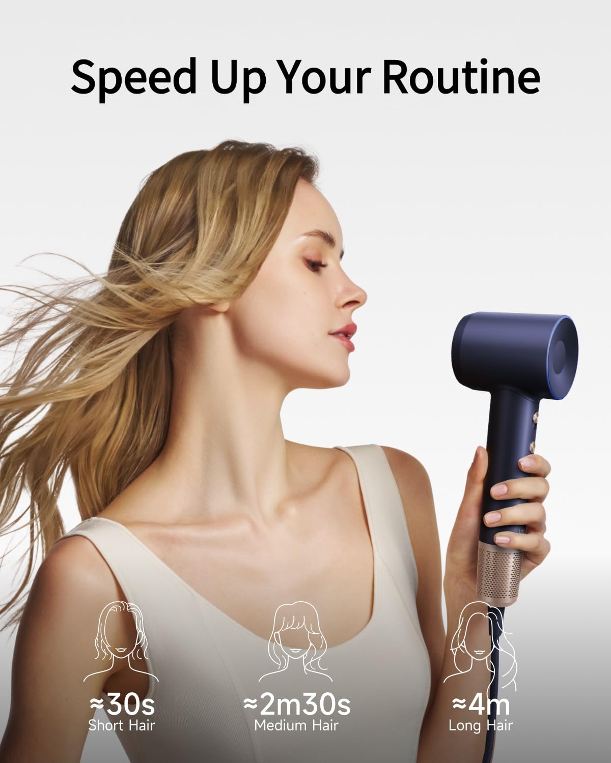 Laifen Premium High-Speed Hair Dryer Royal Blue Gift Box, Professional Ionic Portable Blow Dryer with 110,000 RPM, Lightweight, Low Noise, 360° Magnetic Styling Attachment, Wall Mount, Gift Bag, HD502