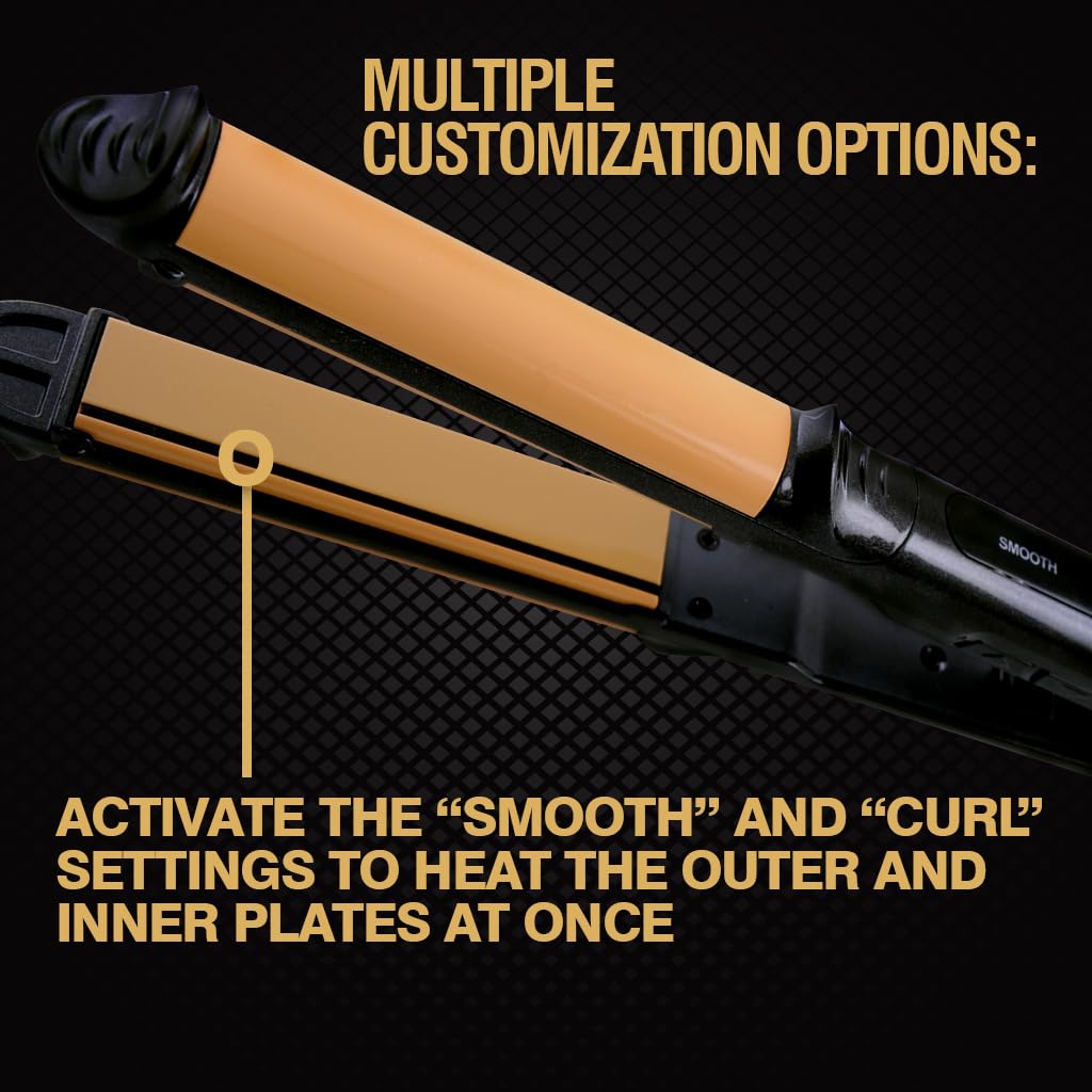 CHI Tourmaline Ceramic 3-in-1 Multi Styler, Curl & Wave Styling Iron For Shiny, Frizz-Free Hair, Auto Shut-Off, 0.75' Plates, 1' Barrel, Onyx Black