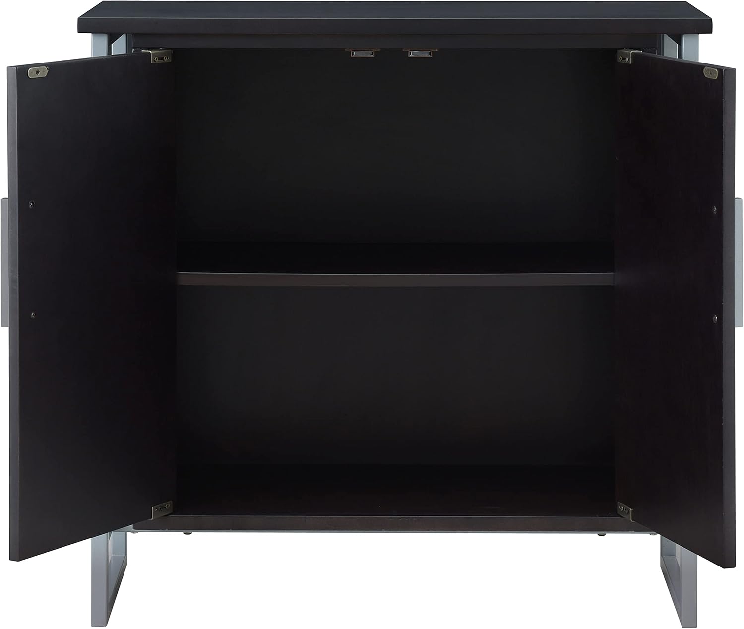 Leick Home 10140-BLKNK Talia Mixed Metal and Wood Foyer Cabinet with Adjustable Shelf for Entryway, Hallway, Bedroom, Living Room, Black/Satin Nickel