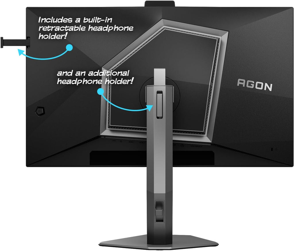AOC Agon PRO AG276QSG2 27' Gaming Monitor, 2560x1440 QHD, 360Hz, 1ms, NVIDIA G-SYNC Pulsar, R5 HDR, IPS Panel, Ambient Adaptive Sensor, HDMI 2.1, DisplayPort, Built-in Speakers & Headphone Holder
