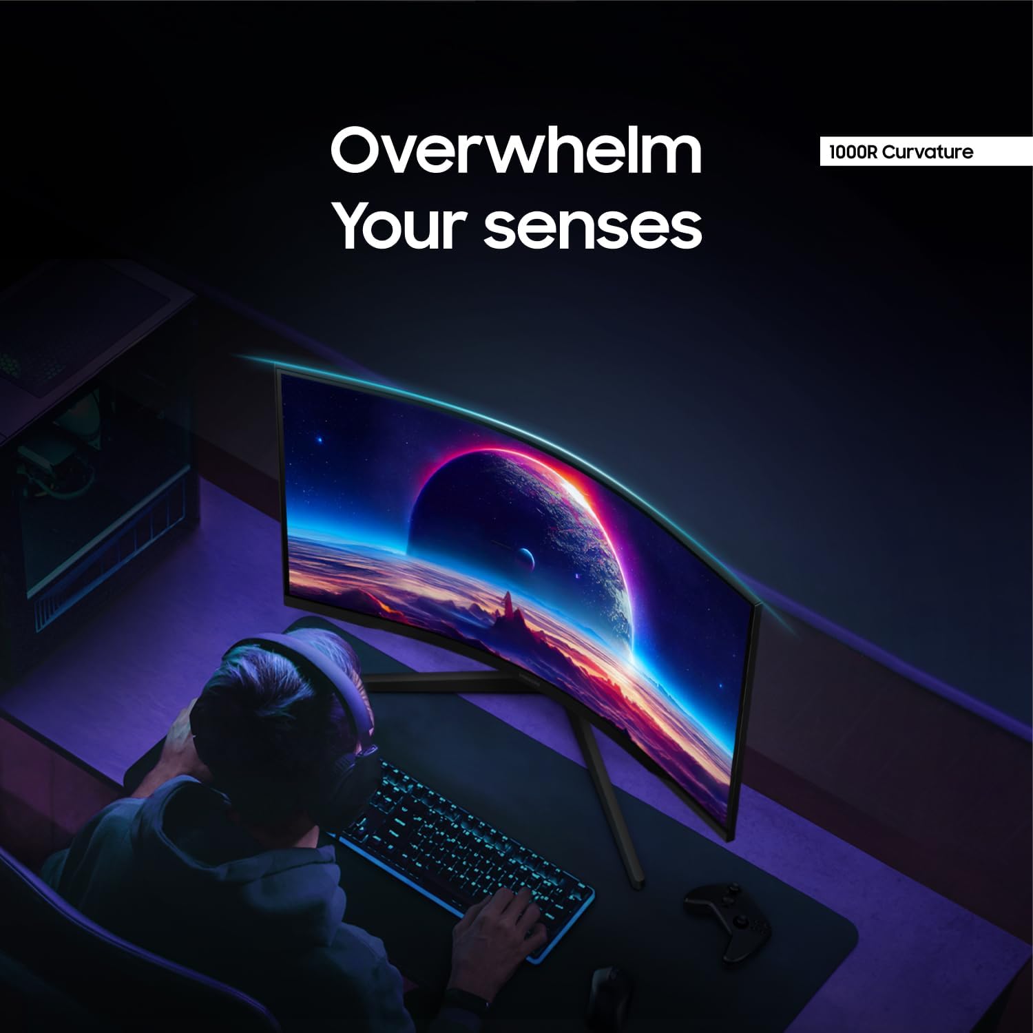 SAMSUNG 32' Odyssey G55C Series QHD 1000R Curved Gaming Monitor, 1ms(MPRT), HDR10, 165Hz, AMD Radeon FreeSync, Eye Care, Glare Free, Sharp Resolution LS32CG550ENXZA