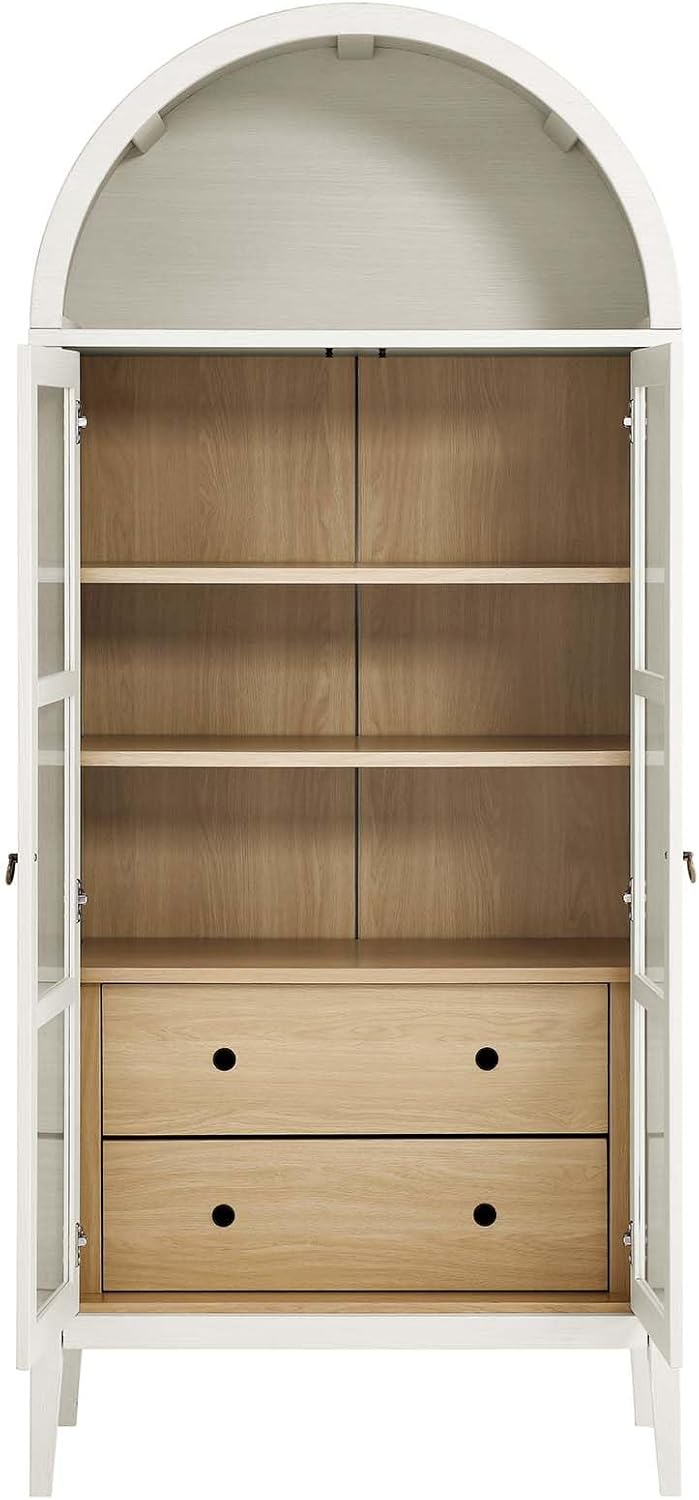 Modway EEI-6639-WHI-OAK Nolan Tall Arched Storage Display Cabinet, White Oak