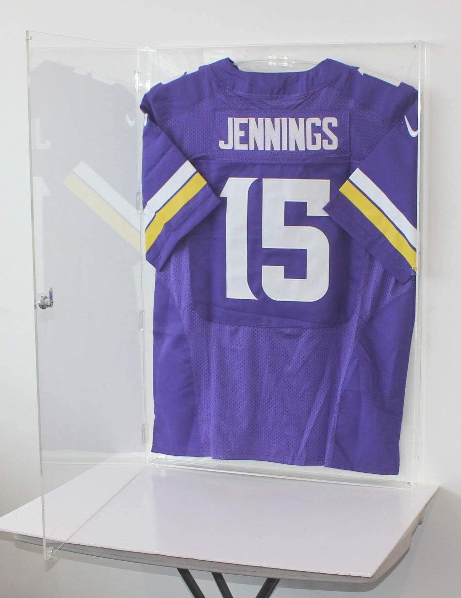 XL Large Football/Hockey Jersey Display Case Military Uniform Display Frame Police Uniform Motorcycle Jacket Shadow Box, 98% UV Protection (All Clear Acrylic Frame)