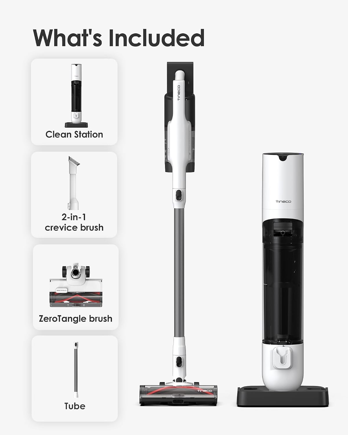 Tineco Pure ONE Station 5 Cordless Smart Vacuum with 2.5L Auto Dust Base, Full-Path Self-Cleaning, 175AW Suction, ZeroTangle Tech, Stick Vacuum Cleaner for Pet Hair, Carpet & Hard Floor