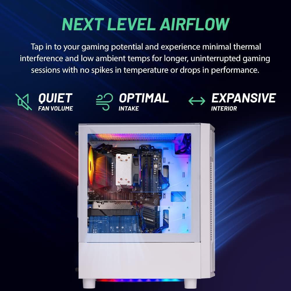 Skytech Gaming Archangel Desktop PC, Ryzen 7 5700 3.7 GHz (4.6GHz), AMD RX 9060XT 8GB, 1TB NVMe SSD, 32GB DDR4 RAM 3200, 650W Gold PSU, Wi-Fi, Win 11
