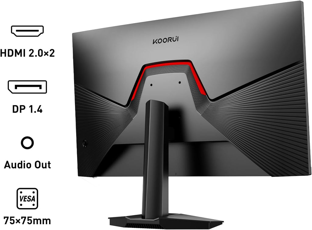 KOORUI 27' Gaming Monitor, 200Hz 1ms Fast IPS, WQHD (2560 x 1440p) HDR 400 Display, DCI-P3 95% Color Gamut, FreeSync Premium, Adaptive G-Sync, HDMI x 2, DisplayPort, G2721P