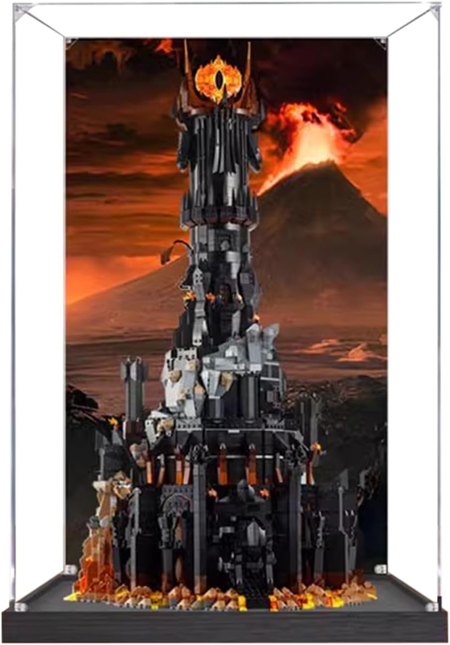 Acrylic Display Case Applies to Lego 10333 Lord of The Rings: Barad-Dûr, Dustproof, Gifts for Model Lovers (19.6X13.7X33.4 in),Back Panel