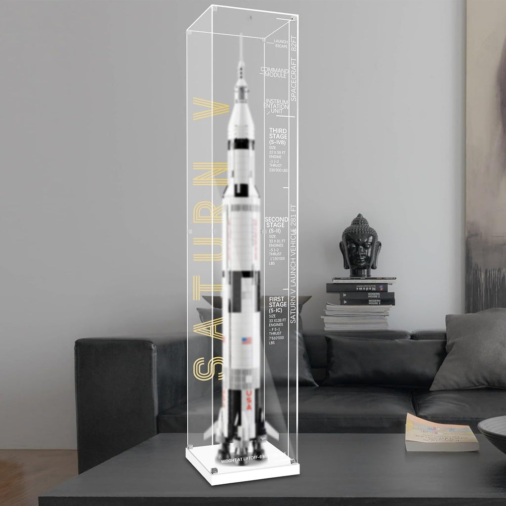 Acrylic Display Case for Lego 92176 NASA Apollo Saturn V, Dustproof Clear Display Box (Display Case ONLY, The Model NOT Included)