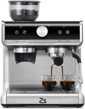 Espresso Machine with Grinder & Milk Frother - 20 Bar Professional Coffee Maker with 95 oz Removable Water Tank for Home Brewing Lattes and Cappuccinos - Stainless Steel