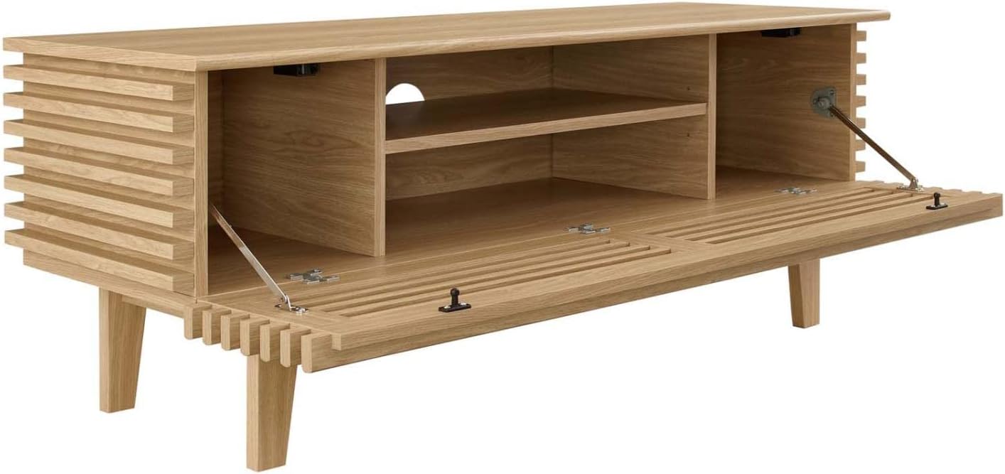 Modway Render Mid-Century Modern Low Profile 46 Inch TV Stand in Oak, 46'