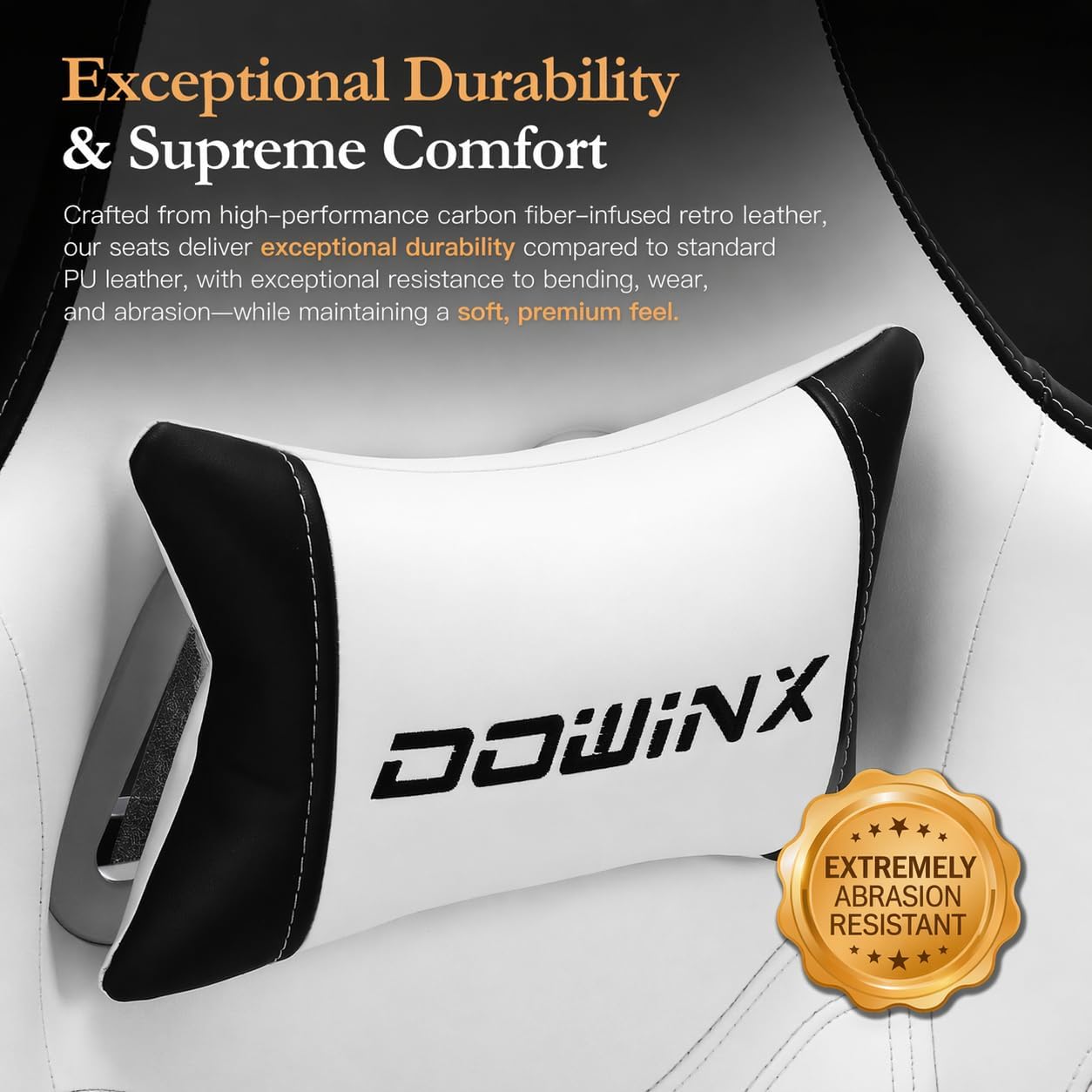 Dowinx Gaming Chair Breathable PU Leather Gamer Chair with Footrest Massage Lumbar Support, Big and Tall Ergonomic Reclining Computer Chair with Pocket Spring Cushion for Adults Teens (Black&White)