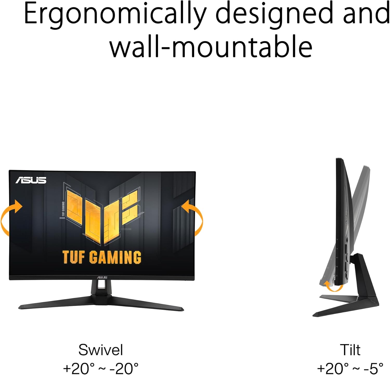 ASUS TUF Gaming 27' 1440P HDR Monitor (VG27AQ3A) – QHD (2560 x 1440), 180Hz, 1ms, Fast IPS, 130% sRGB, Extreme Low Motion Blur Sync, Speakers, Freesync Premium, G-SYNC Compatible, HDMI, DisplayPort