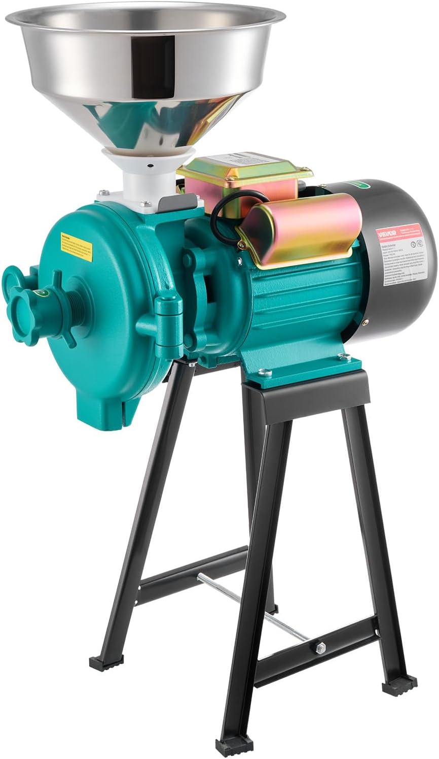 VEVOR Electric Grain Mill Grinder, Commercial Spice Grinders, 1500W Cast Iron Pulverizer Powder Machine with Non-Slip Rubber Feet, for Dry Grains, Spices, Cereals, Coffee, Corn & Pepper