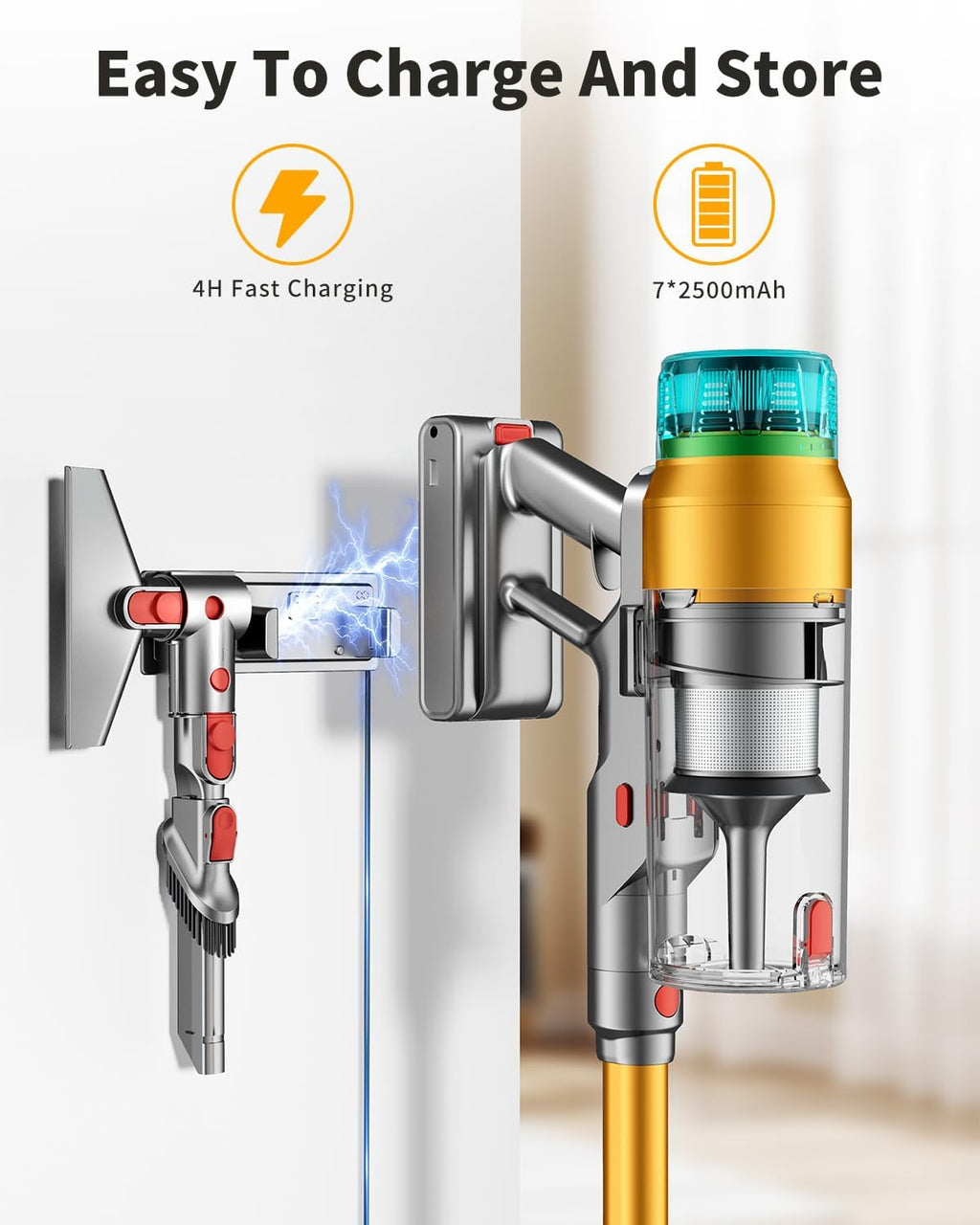 MBYULO Cordless Vacuum Cleaner for Home 600W 60Kpa Upgraded Powerful Stick Vacuum Up to 75Mins, Anti-Tangle & Wall Mount Charging, 8 in 1 Lightweight Vacuum Cleaners for Home/Pet Hair/Carpets/Floors