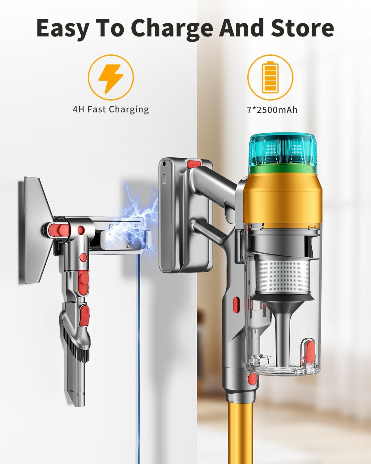 MBYULO Cordless Vacuum Cleaner for Home 600W 60Kpa Upgraded Powerful Stick Vacuum Up to 75Mins, Anti-Tangle & Wall Mount Charging, 8 in 1 Lightweight Vacuum Cleaners for Home/Pet Hair/Carpets/Floors