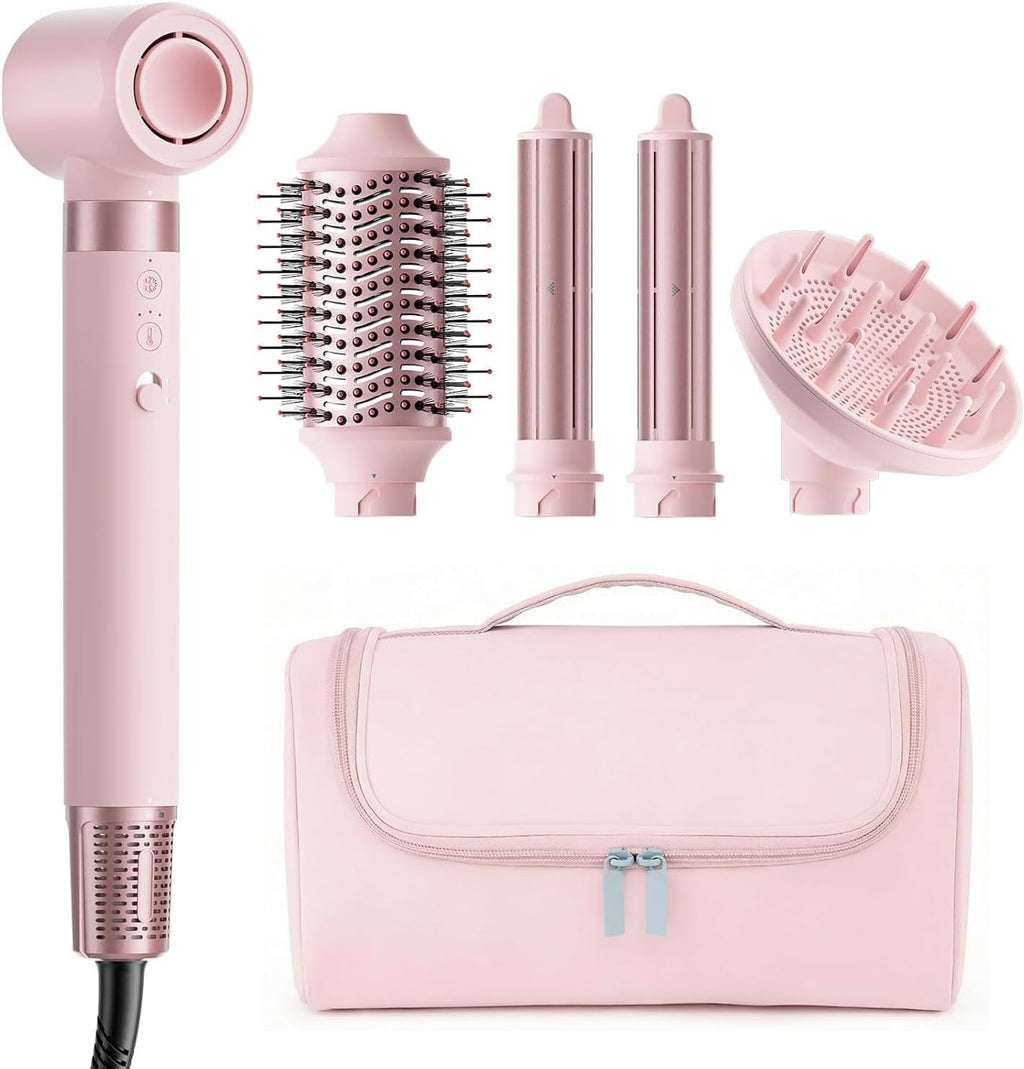 MESCOMB 5 in 1 High-Speed Hot Air Styler - Professional Frizz-Free Hair Dryer Brush, Fast Drying Hair Dryer with Diffuser, No Heat Damage Air Styler Wrap - Curl, Volumize Gift for Women