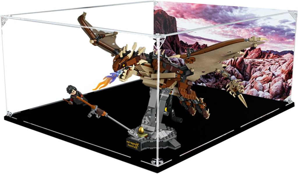 Acrylic Display Case for Lego 76406 Hungarian Horntail Dragon Model - Dustproof Anti-UV Storage Box - Ideal for Collectors (Background B(45*53*23))