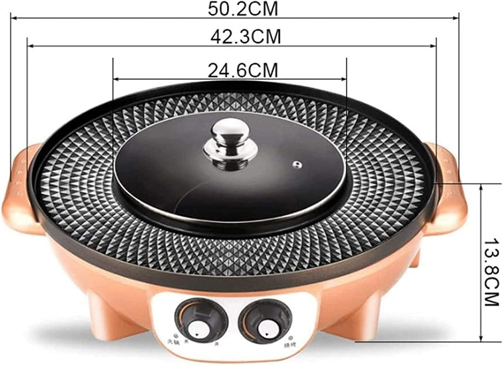 Barbecue Hot Pot Double Pot,Electric Barbecue Grill Indoor Hot Pot Chafing Dish,Large Capacity Multi-Functional Non-Stick Pan Electric Oven