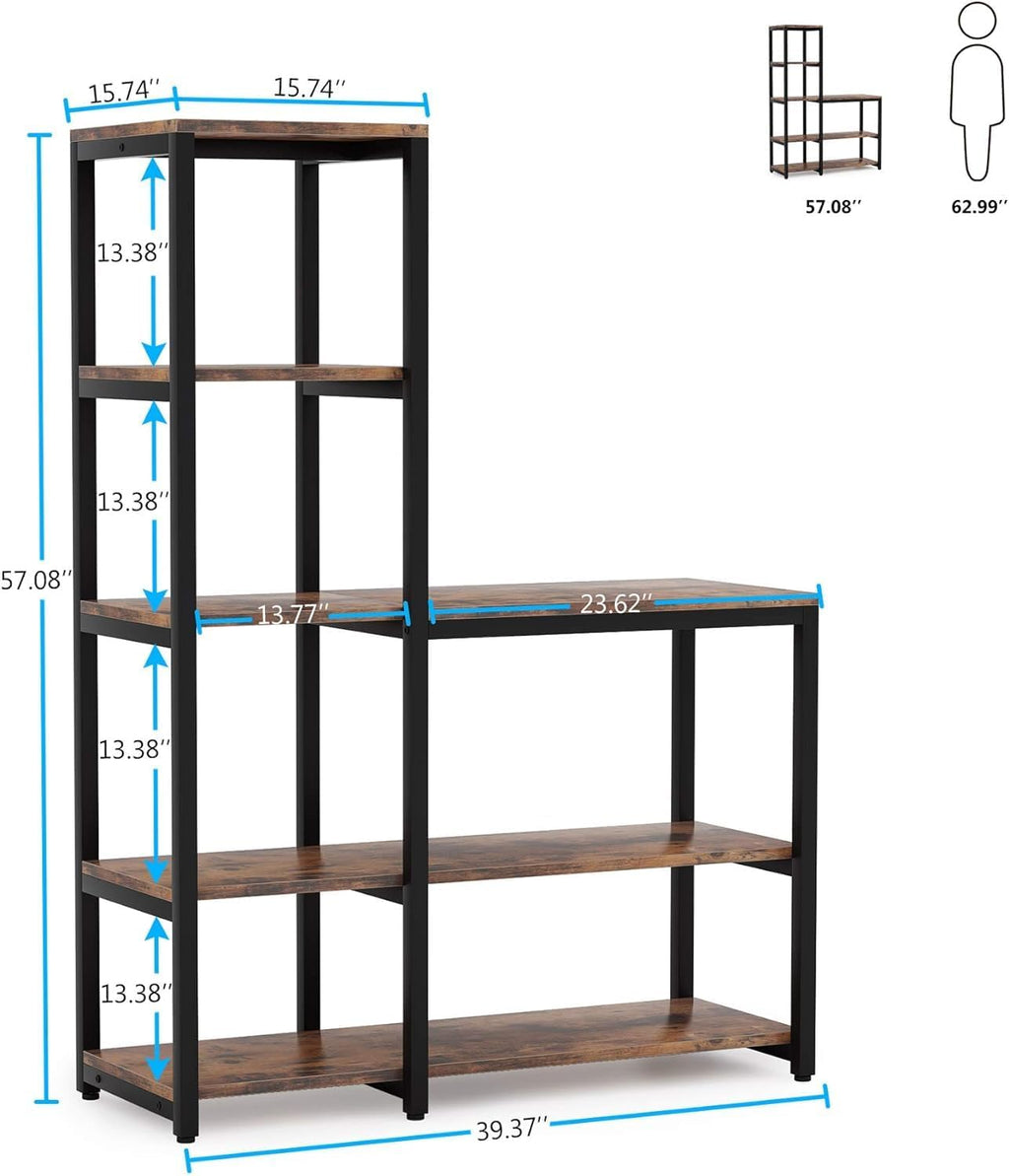 Tribesigns 5-Tier Bookshelf, Ladder Corner Bookshelves Etagere Bookcase, 8 Shelves Display Rack Storage Shelf for Living Room Home Office
