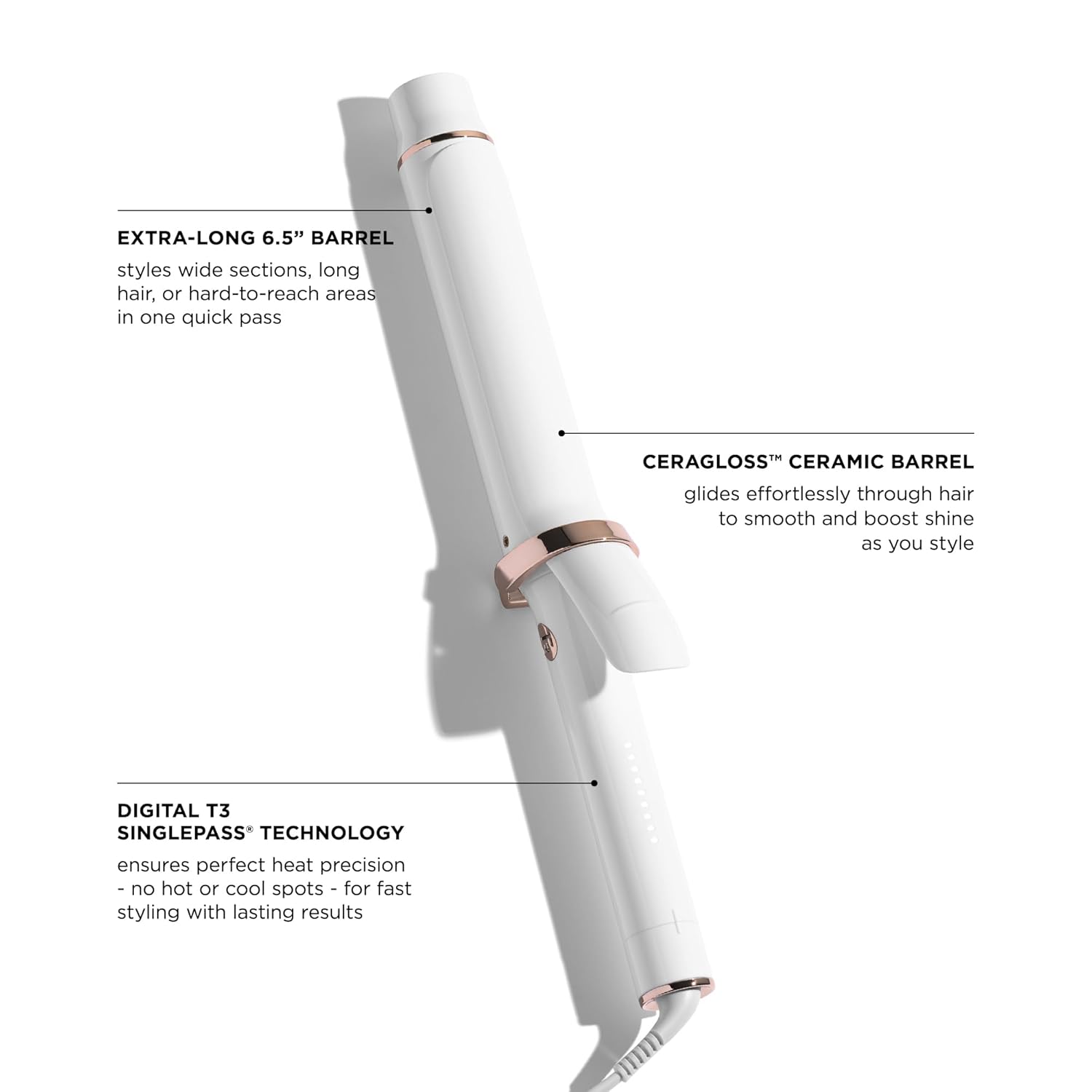 T3 SinglePass Curl X Extra-Long Barrel 1', 1.25', 1.5' Curling Iron with 9 Heat Settings and Ceramic Barrel for Fast Styling and Lasting Results on All Hair Types