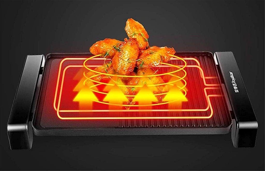 Electric BBQ Grill Indoor Electric Grill Multifunction Healthy Home Smokeless Non-Stick Barbecue Grilled Bakingpan Large Capacity Multi-Function Pot 1800W,Electric Teppanyaki for Camping, Fryi
