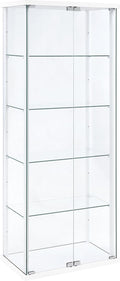 Coaster Home Furnishings - Delphinium - Glass - 4-Shelf Curio Cabinet with Wood Top and Base, Two Doors, and Chrome Hardware - Living Room - 64-Inch - White - 950170WHT