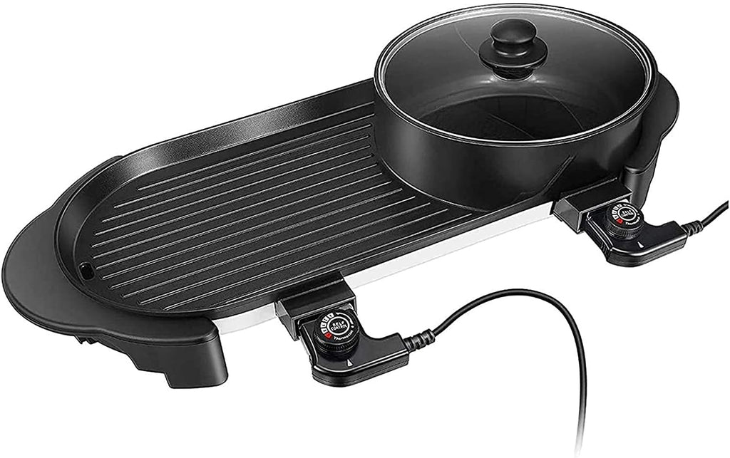 Korean BBQ Grill Portable Electric Grill, Indoor Electric BBQ Grill The Electric Grill is Suitable for Family Dinners and Entertainment Gatherings. Indoor Teppanyaki/Casserole, Independent Double Temp
